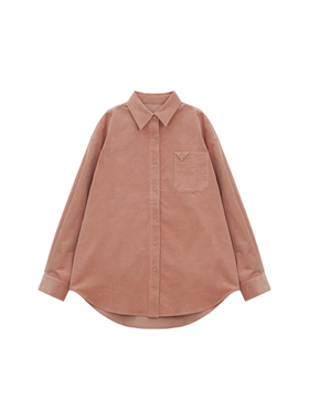 【钱老板推荐】欧若风粉红色时尚灯芯绒长袖衬衫51S091413