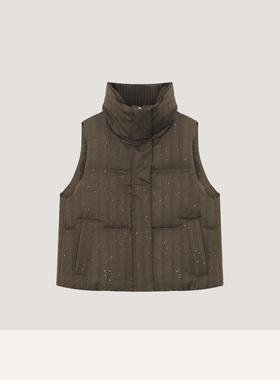 【钱老板推荐】匈牙利鹅绒美丽奴羊毛珠片纱羽绒服54C122657