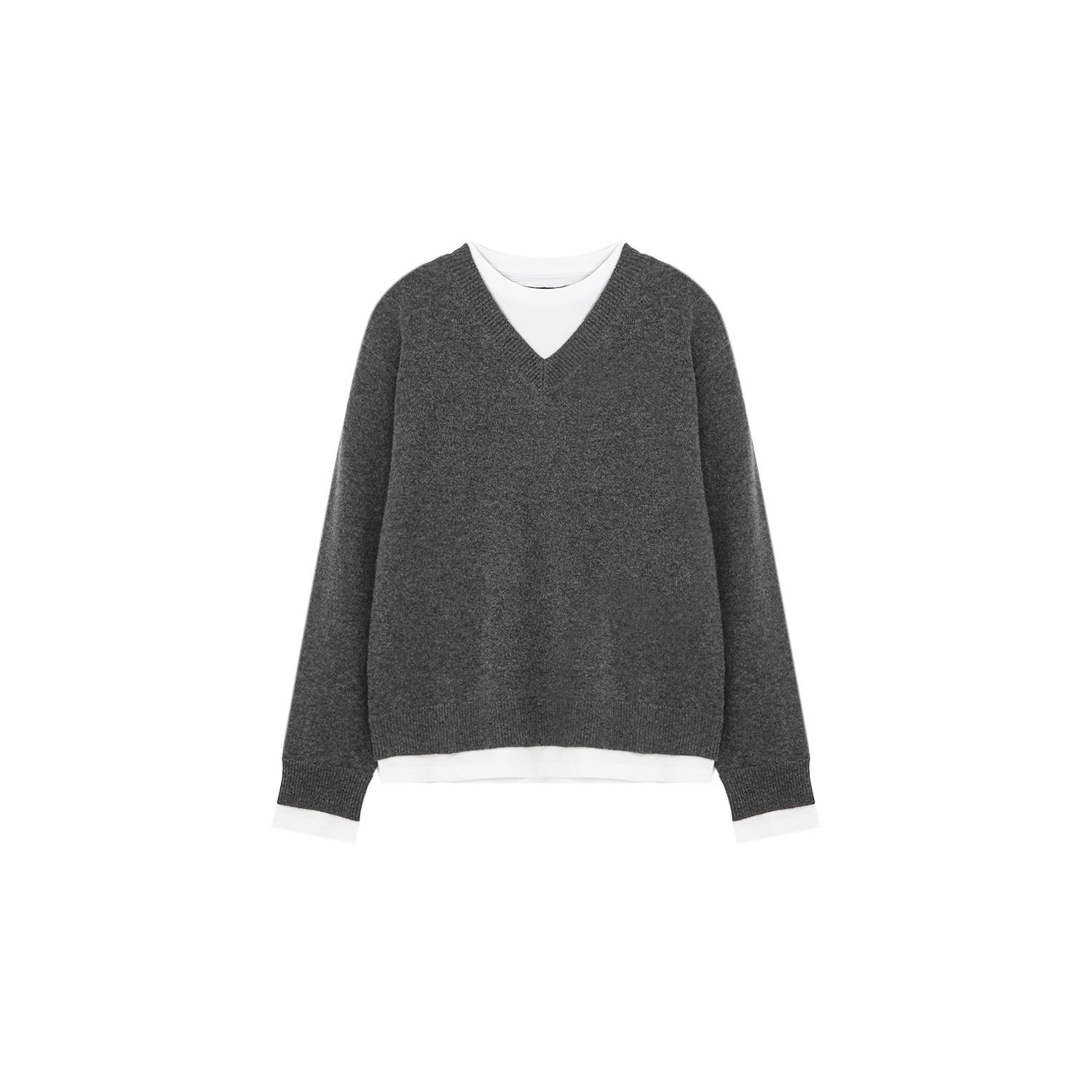 【钱老板推荐】懒人穿搭简约老钱假两件V领羊绒羊毛衫53Z303027