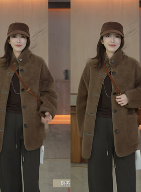 【汤曼妮粉丝专享】进口美利奴皮毛一体中长外套4CDM51270