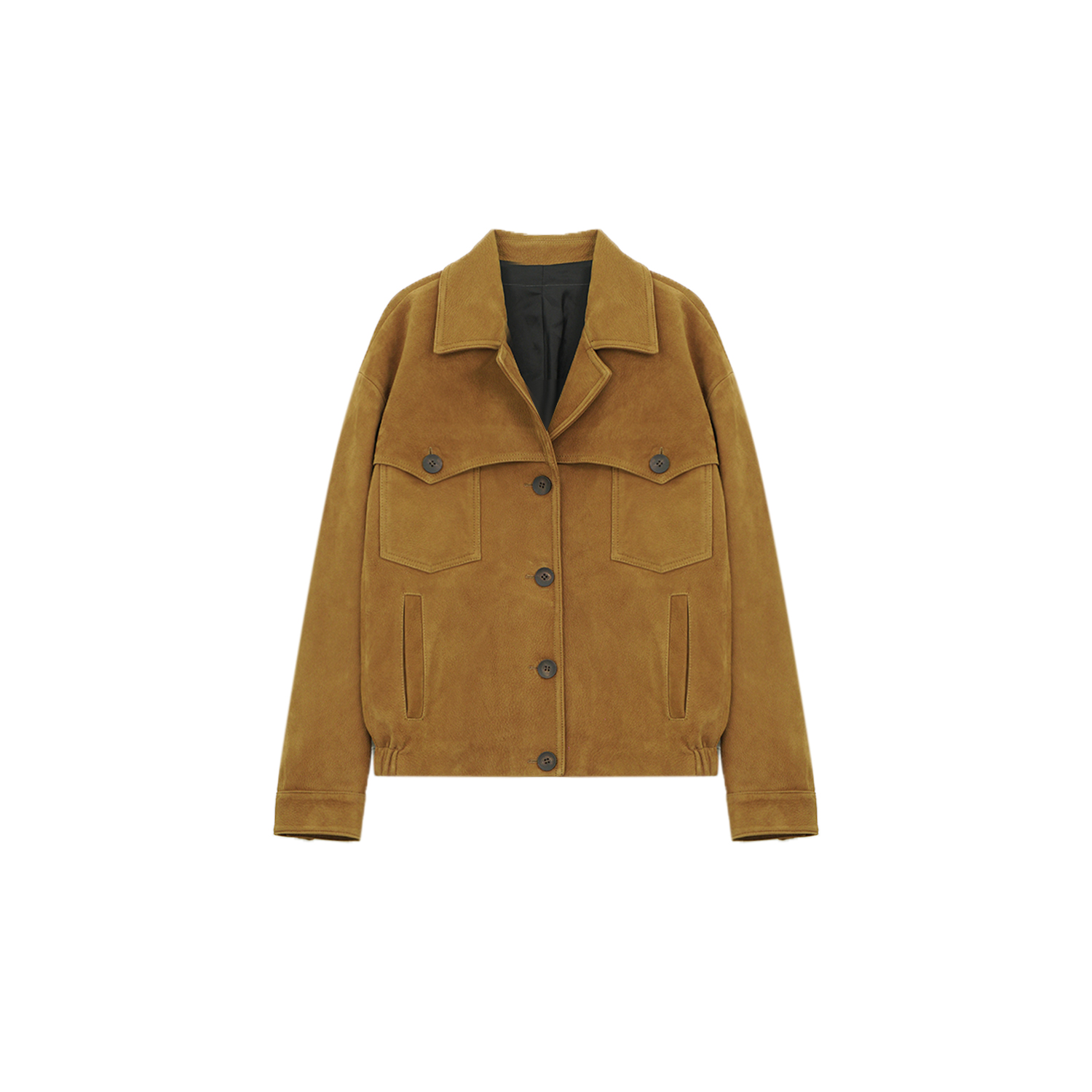 【钱老板推荐】慵懒感复古休闲翻领长袖羊皮皮衣3C0124066