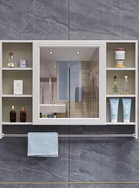 闵联镜柜16137挂墙卫生间子带置物架镜防水储物手镜箱厕所式洗间梳妆镜