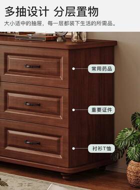 美式斗柜家用实木五斗柜柜简约现物OCZ代卧室收纳客厅靠墙柜子仿