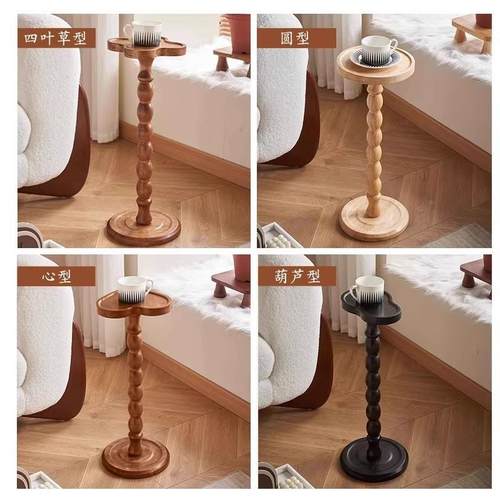 极实木边几小JCC圆角桌复古轻奢迷你沙发茶几桌子窄几古中美式置