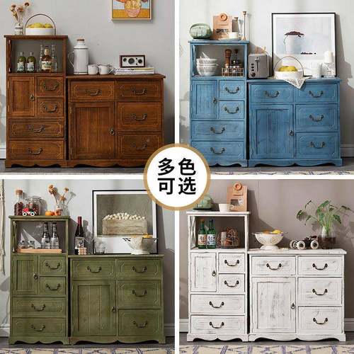 乡村实木式斗柜约客厅柜复古储简无品牌/物多层收美纳柜