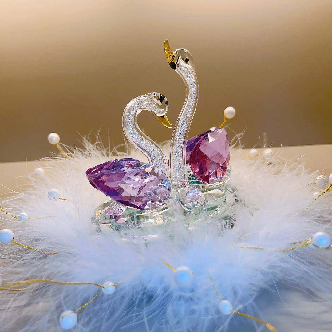 天鹅之恋-水天车载摆件鹅中控台形装饰圆简约感车MPH载好晶物