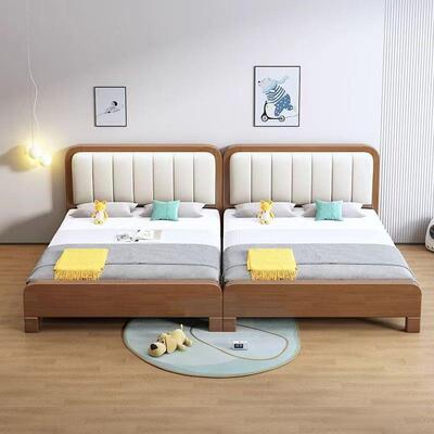 橡胶木实床男孩人女软包1木.35孩米单人床IPB简约1.2米现代双床气