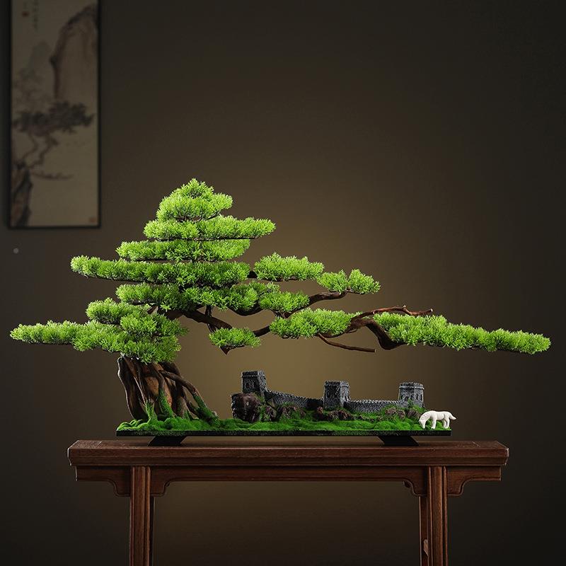 新中式仿真假树罗汉松迎植客BZL-001盆栽绿装饰品玄崖柏松树关松
