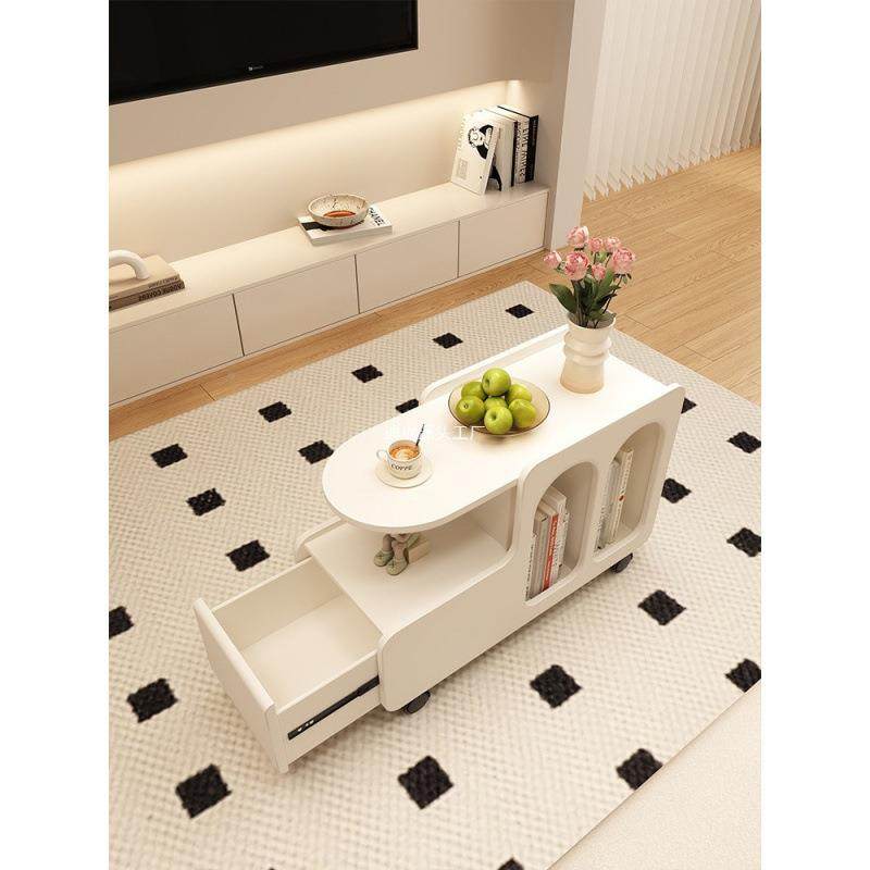 厅沙侧边柜轻车奢感移动茶几床头小桌RSL子奶油风边发几客推带轮