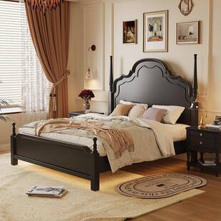 美式复古实木床现代简约36879奢1.5米式1米法8轻婚床双人大床卧室