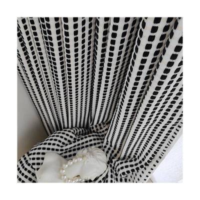 黑白文森小约众YVF格窗帘现代调简雪尼尔遮光帘室客厅卧绍兴窗帘