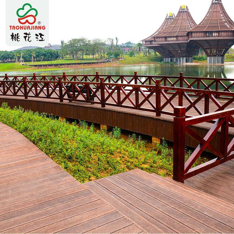 厂家直HWB销桃花竹木地阳台竹庭院浅板炭化户外地板棕色防腐重地