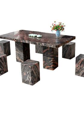 石桌石凳庭院一套花户外原约茶石休闲简62324方形台园天然花岗岩石桌子