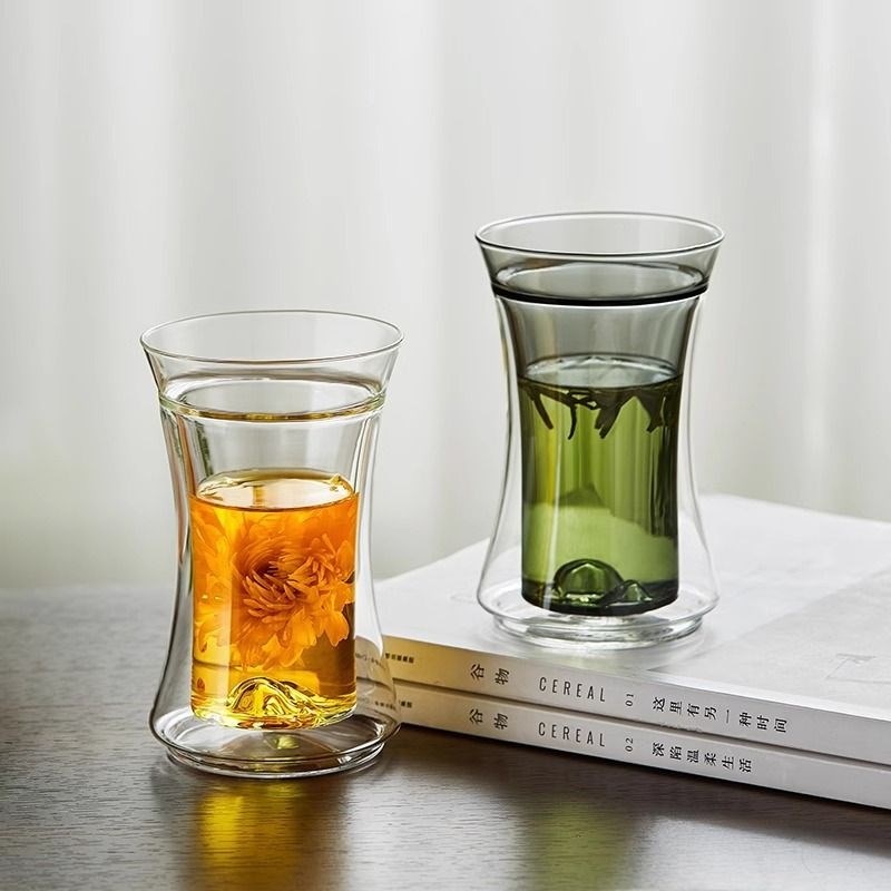 防烫双层玻璃茶杯隔热杯耐热办公室高硼硅家用喝水高档花果茶杯子