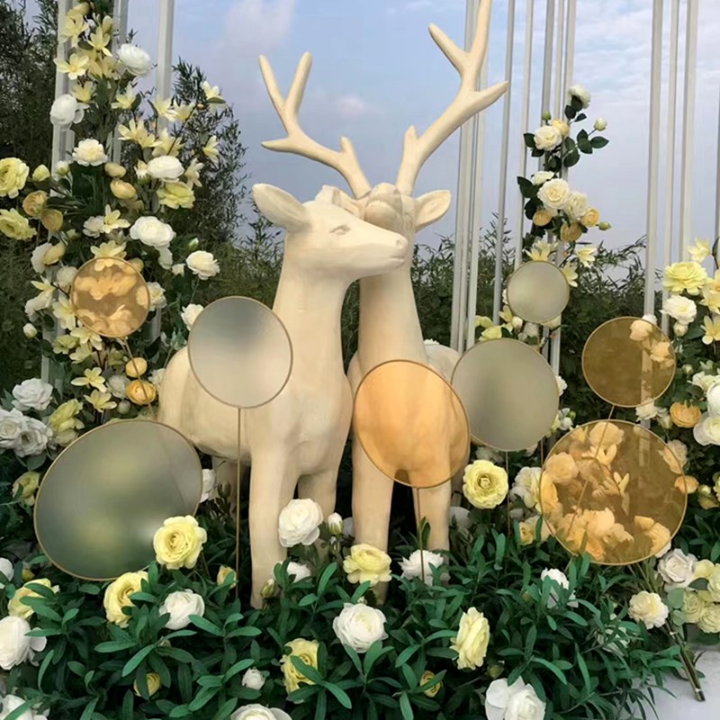 婚庆道具白鹿梅花鹿精灵小鹿婚礼背景装饰品舞台迎宾区场景布置