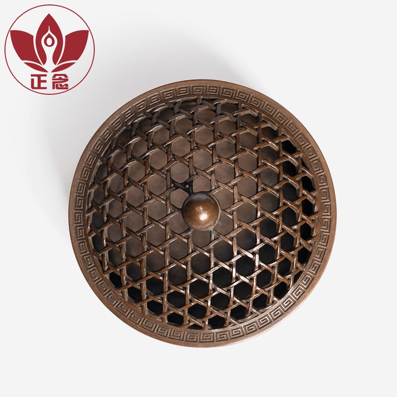 庆松堂苏工铜炉名家胡庆松紫铜编织圆炉摆件把玩复古熏香篆香盘香