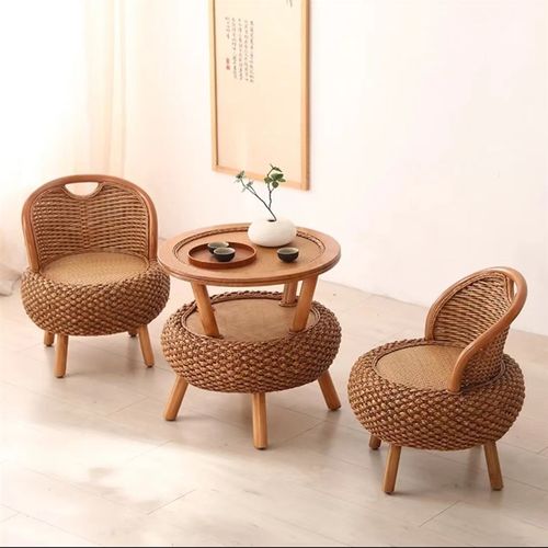 BB藤椅整套藤编小椅子实木阳台茶桌子藤椅子组合休闲靠背椅喝茶桌