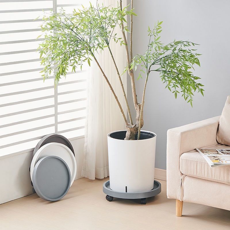 德国花盆托盘带轮钢化树脂加厚塑料万向轮移动高承重盆栽绿植滚轮