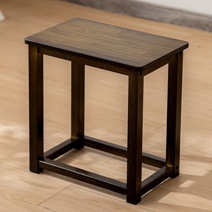 黑胡桃色凳子四方凳楠竹方凳子实木餐凳现代中式 鸡翅木色椅子家用