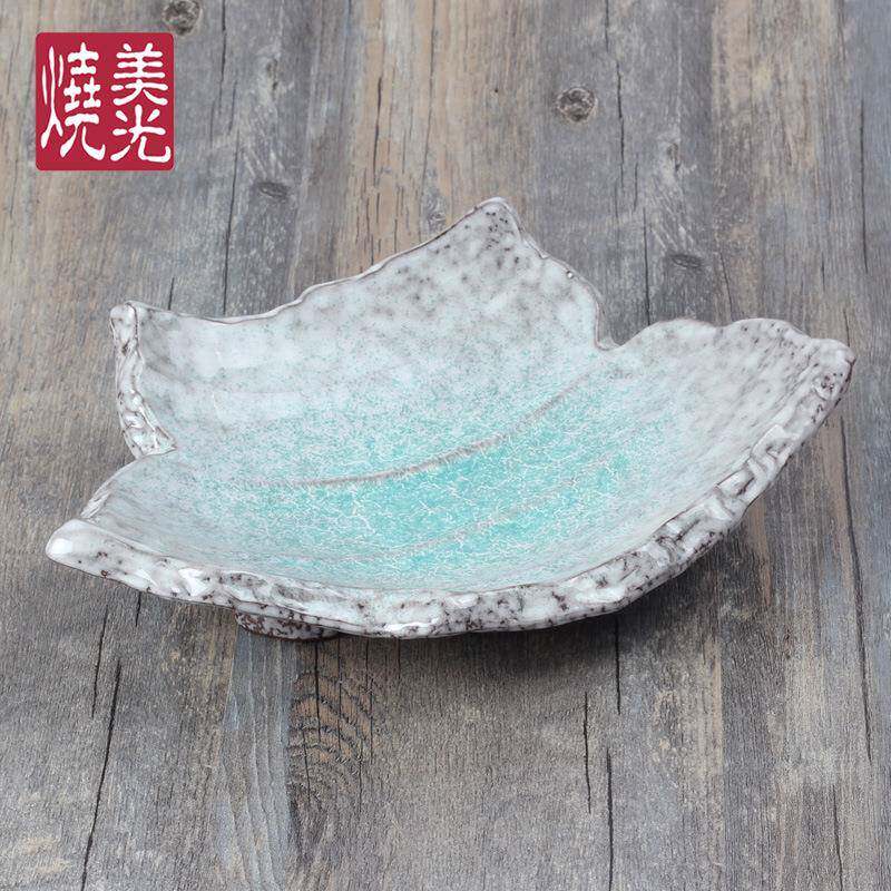 美烧日韩创意叶形陶瓷盘光心子刺身水果沙拉特无品牌/色点式盘碟