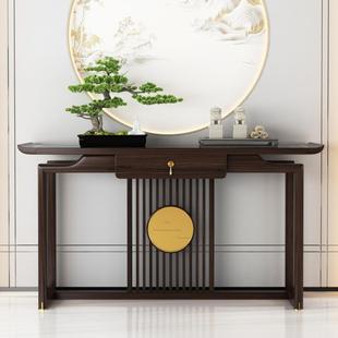 新中式 玄关桌乌木木条桌案客厅金入DMD户门供靠墙玄关台超窄实玄