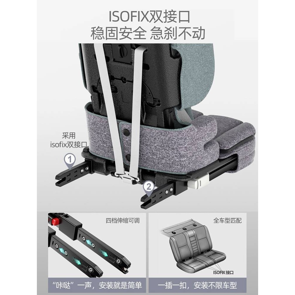 儿童安全座椅汽车用婴儿宝宝车载简易便携式1-3-12岁以上通用坐椅