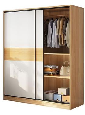 衣柜家opi77594用卧室衣小型推门出房屋用柜子经济简易实木质儿拉