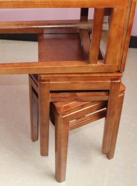 家用双档成全实木方餐凳可圆凳胡叠桃色61120凳时尚简约客厅凳人