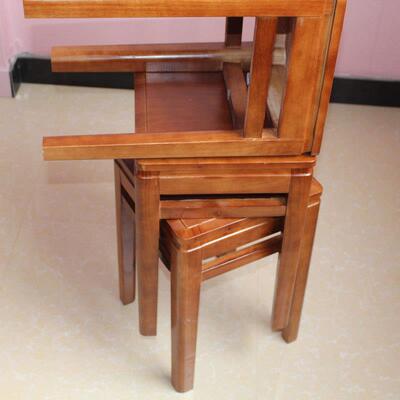 家用双档成全实木方餐凳可圆凳胡叠桃色61120凳时尚简约客厅凳人