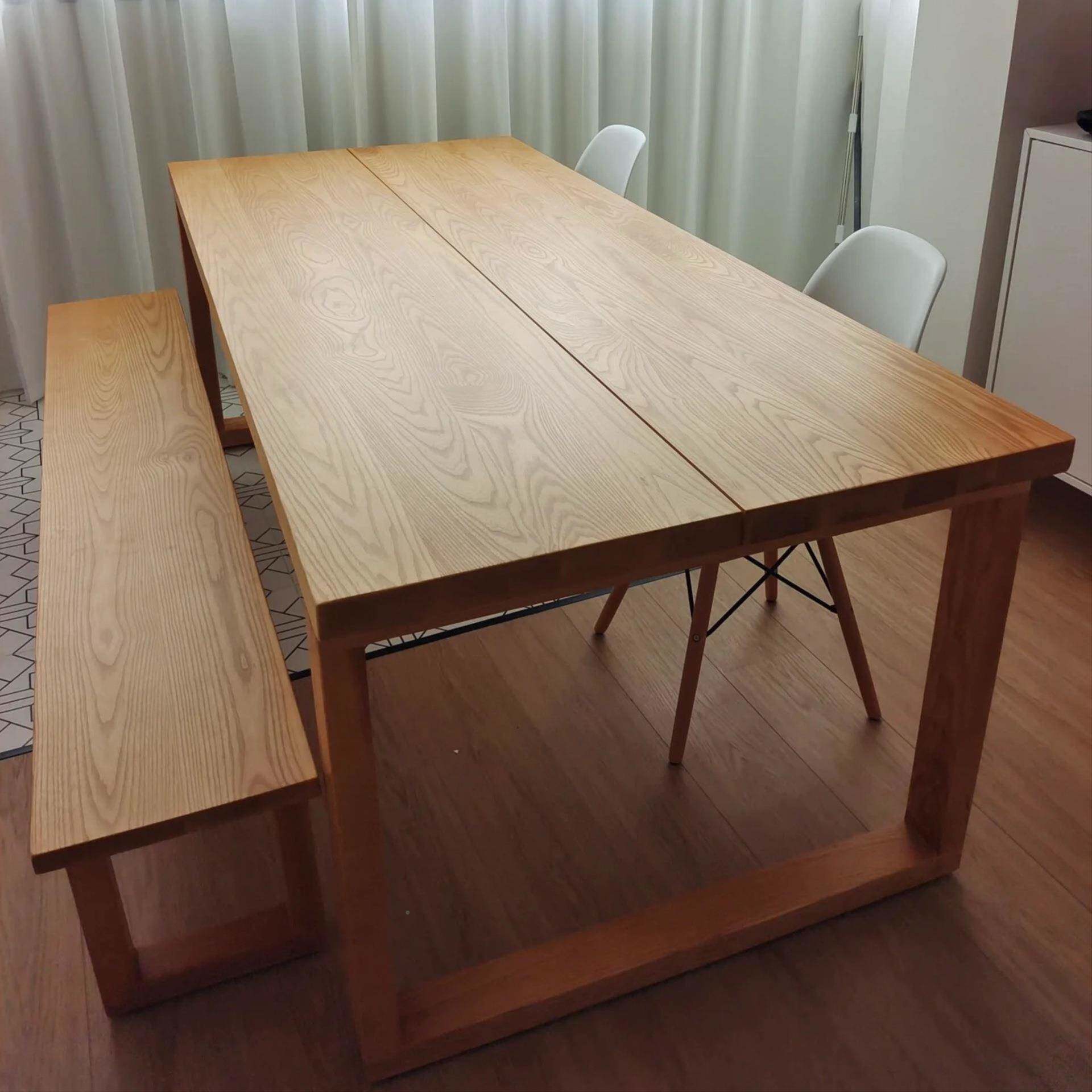 严选实木木餐桌白蜡木长无品牌/桌日大式板桌莫比恩家书用樱桃饭
