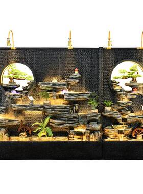 大型假山流水喷泉32829水幕墙屏风墅酒店别公水司大厅风轮财摆招