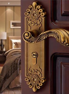 基门亚锁业铝合金欧黄古铜门静音锁LFO实木房式间门锁室内锁卧室