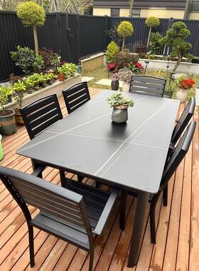 露套塑木外桌椅户外庭院阳台花园休闲防腐木HX-HWZY天摆五件室外