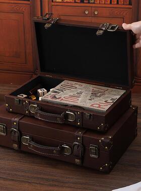 欧RNQ式英伦皮质轻奢复古手提箱装专道营店橱窗道具店摆设拍摄服