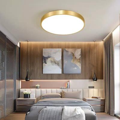 简约现代e全铜吸顶灯温l馨房卧室书KC1906阳台灯具轻奢铜灯现d货