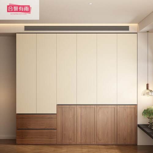 中古木分段式实衣柜门到顶免手现代简一63043约书桌一体拉颗粒板