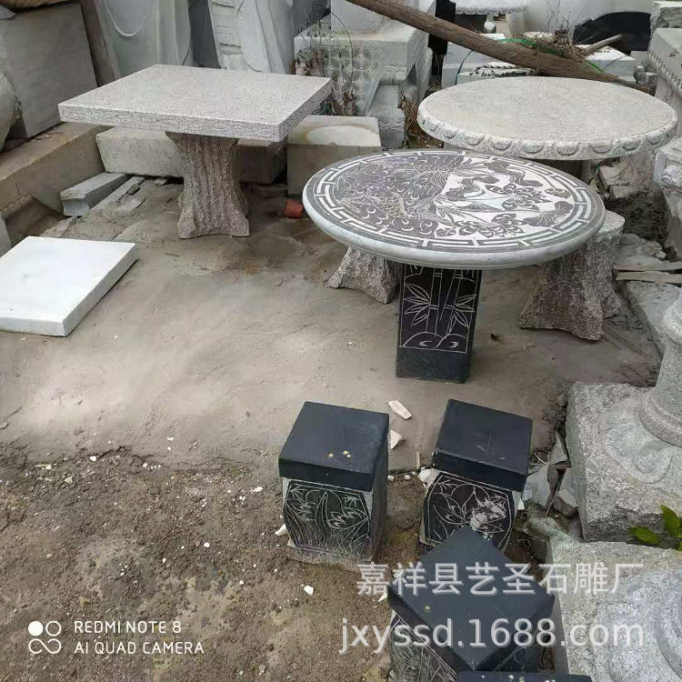 厂家批发直供花岗岩石桌石凳庭院花园 广场公园户外石桌石凳优惠
