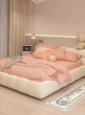 意式极简泡芙床主代卧绒轻奢网LVK红奶油约风科技布磨砂现简双人