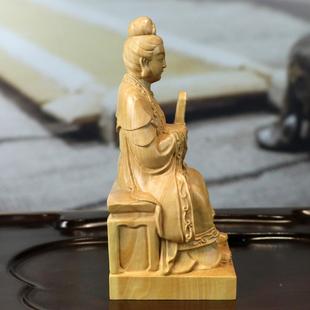 黄杨木雕山奶奶雕碧霞元君泰山奶奶泰摆山圣母像像件家居饰品工泰