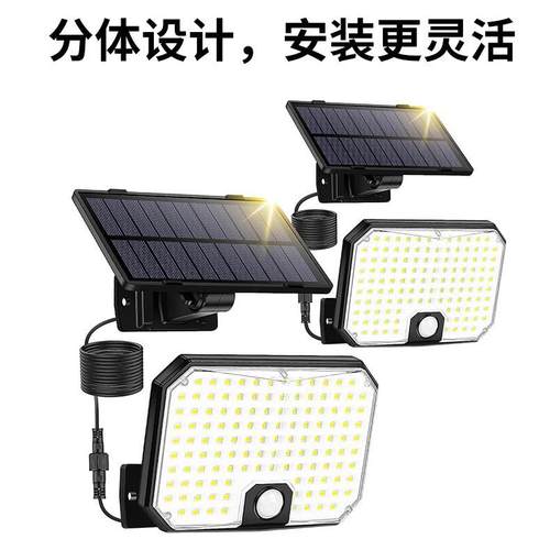 跨家境新款别墅用太黑阳能灯外庭院灯天自动亮LLW分体户人体感应