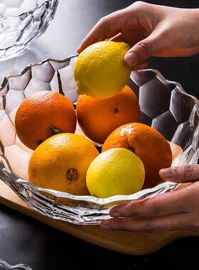 家用轻奢果水玻晶璃适家用客厅茶几碗水果果盆大号现篮代简盘9815