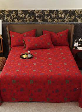 225百福床单单件层1CWJF109800全棉双纱0四季通用单红色被三件套a