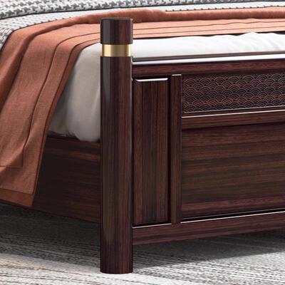 家乌金新中式实床双人1.8米1MMI.5米时尚木简约婚木床用卧室高档