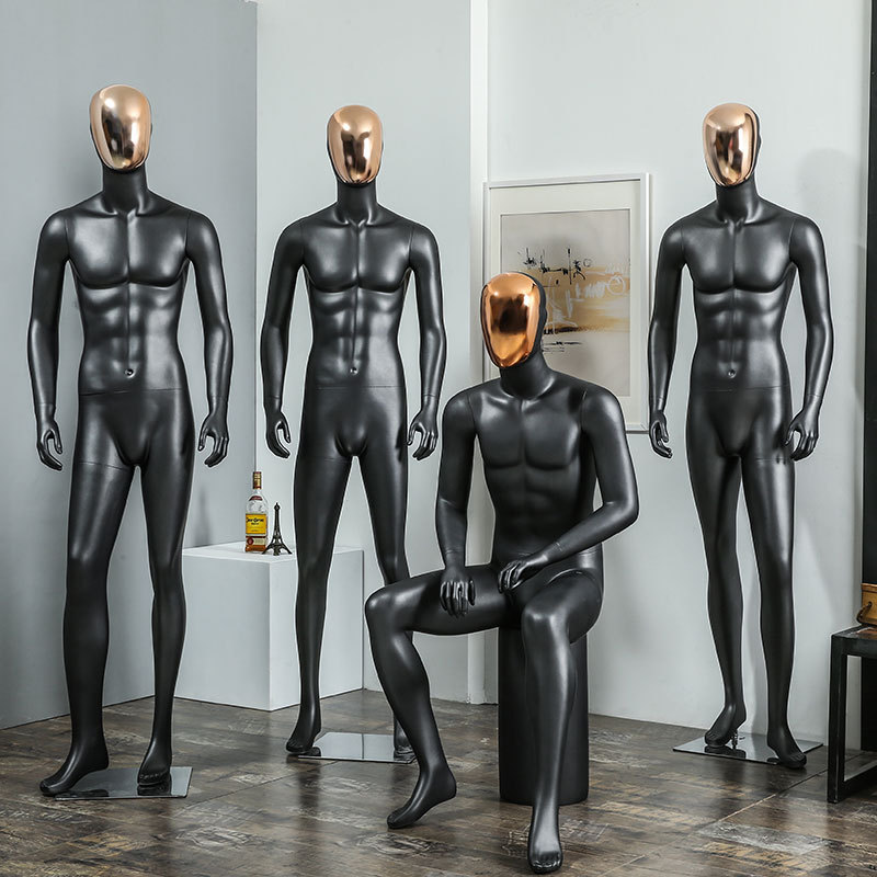 服装店电镀变脸男模特展示架全身男装衣服展示架橱窗道具假人人台