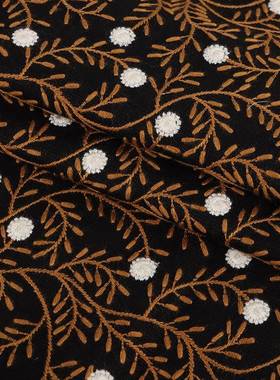 麻棉布羊线E21418花藤刺桌布纸料毛巾盒绣面料