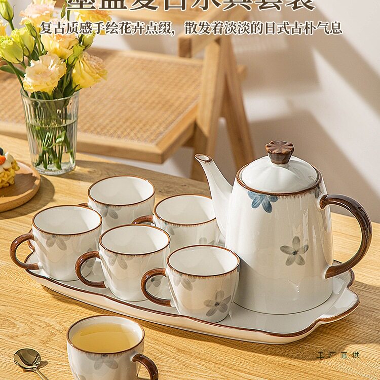 2025新款釉下彩大容量茶壶具泡茶凉水耐高温陶瓷冷水套装家用扎壶