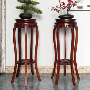 款 花架实木厅置中式 物架客室内质绿萝花卉花盆置物NKZ架子木中式