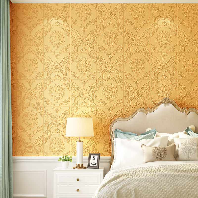 壁纸家用自粘2021新款3d立体泡沫墙纸防水防潮欧式墙贴卧室背景墙