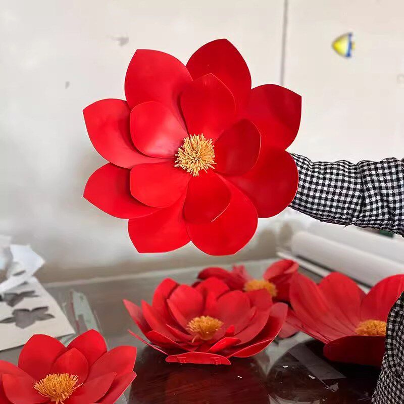 大型梅花红梅eva假花仿真花朵墙饰桃花美陈氛围装饰舞台道具橱窗