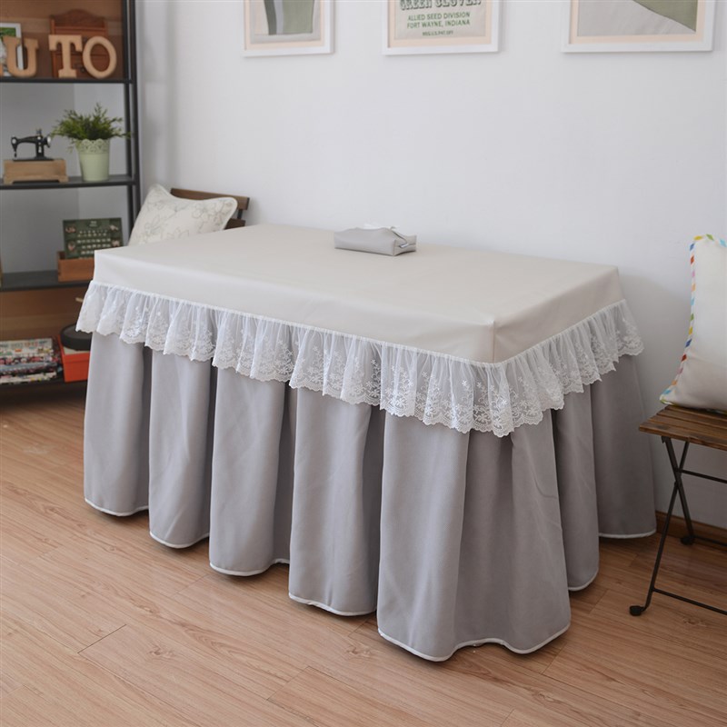 冬季防油防水纯色奶油风保暖加绒纯灰色烤火罩电炉罩电取暖桌罩